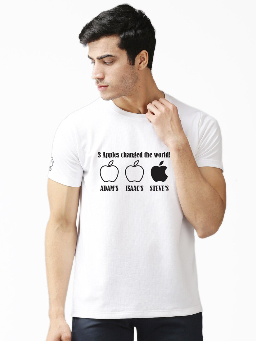 EPPE Men White Printed Dry-Fit Sports T-shirt