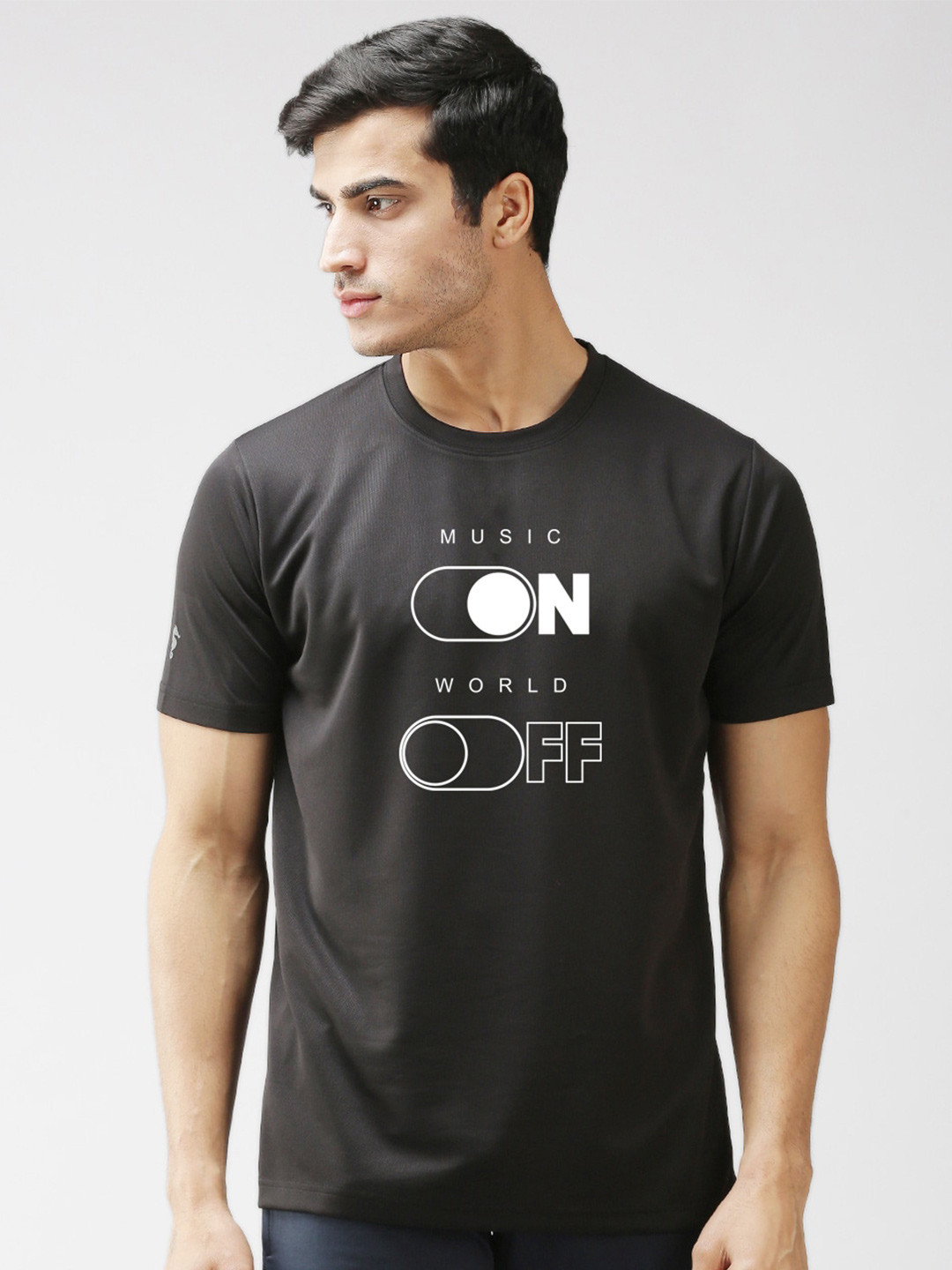 EPPE Men Black Typography Printed Dry-Fit Sports T-shirt