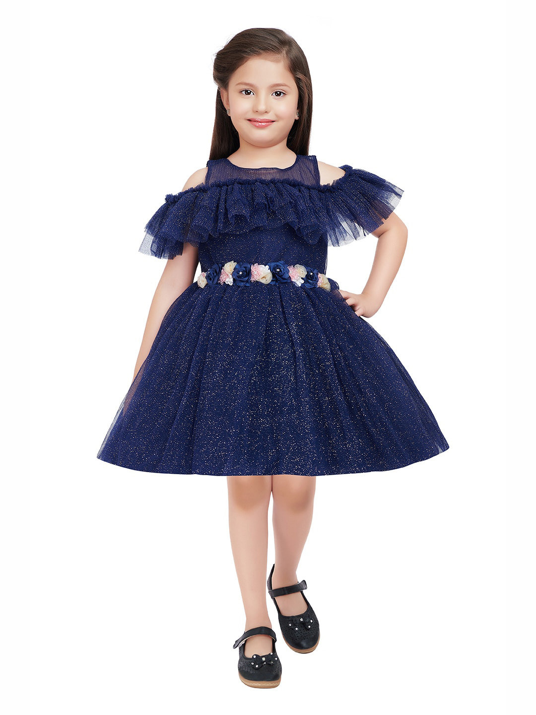 BETTY Kids-Girls Blue Georgette Dress