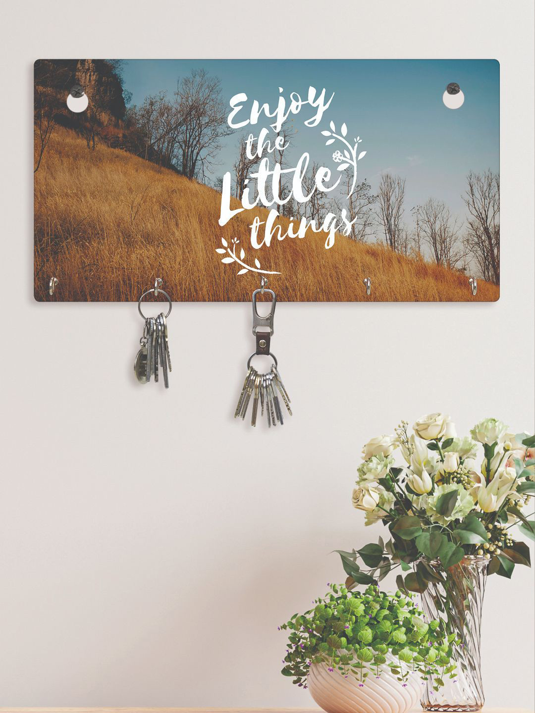 RANDOM Set of 2 Multicoloured  Life Quotes Wall Hanging Key Holder