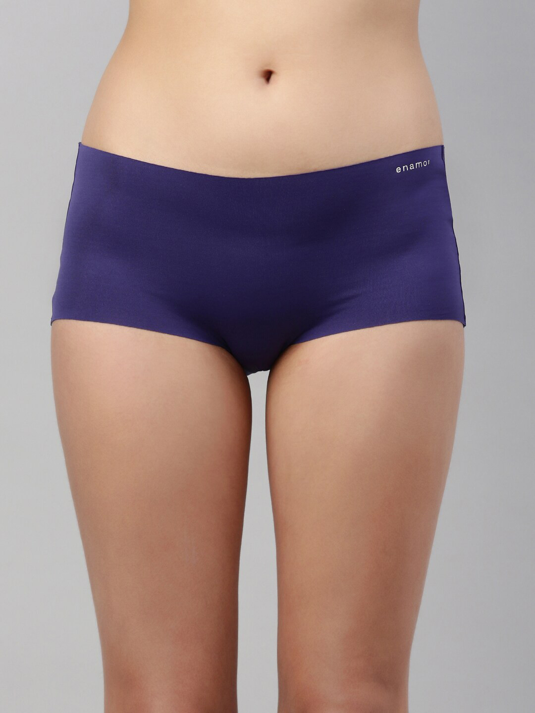 Enamor Women Blue Solid Seamless Boy Shorts PS40