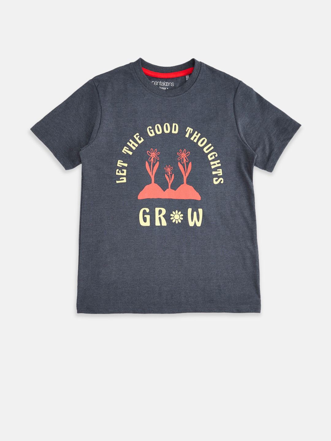 Pantaloons Junior Boys Navy Blue Typography Printed Cotton T-shirt
