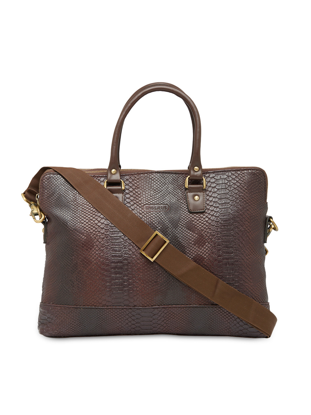 BagsRus Unisex Brown Faux Leather Textured Laptop Bag