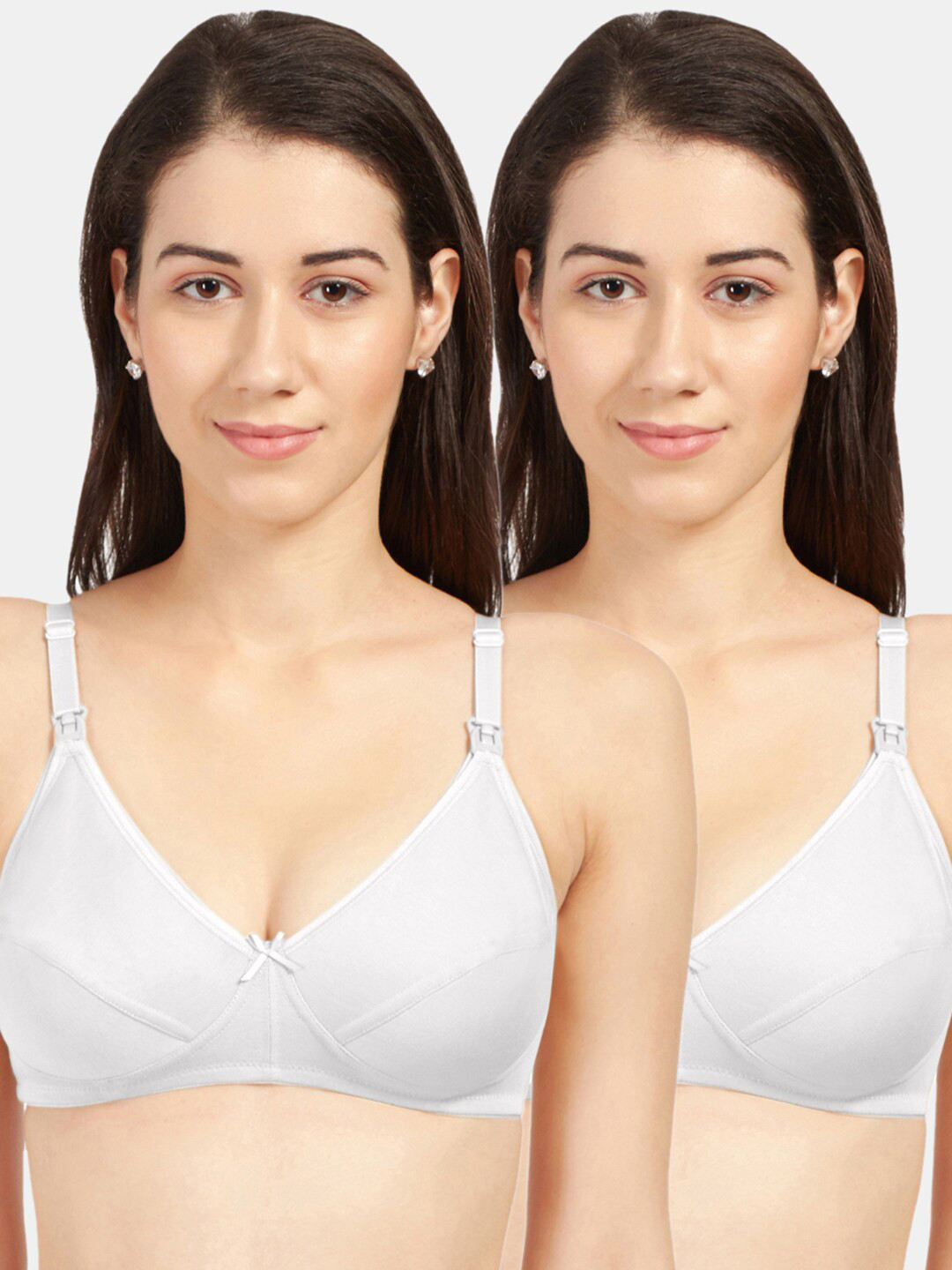 Sonari White Solid Pack of 2 Bra with All Day Comfort Features