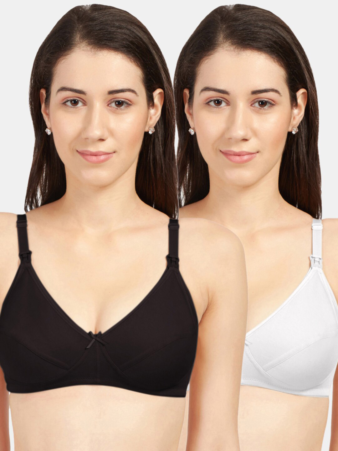 Sonari White & Black Solid Pack of 2 Bra with All Day Comfort Features