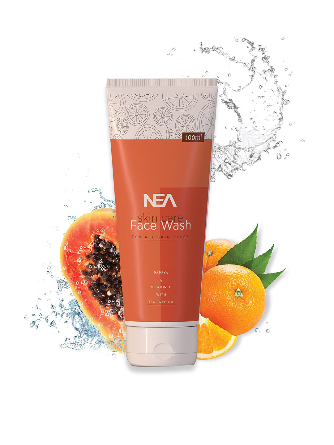 NEA Skincare Face wash with Papaya, Vitamin C & Tea Tree Oil for All Skin Types - 100 ml