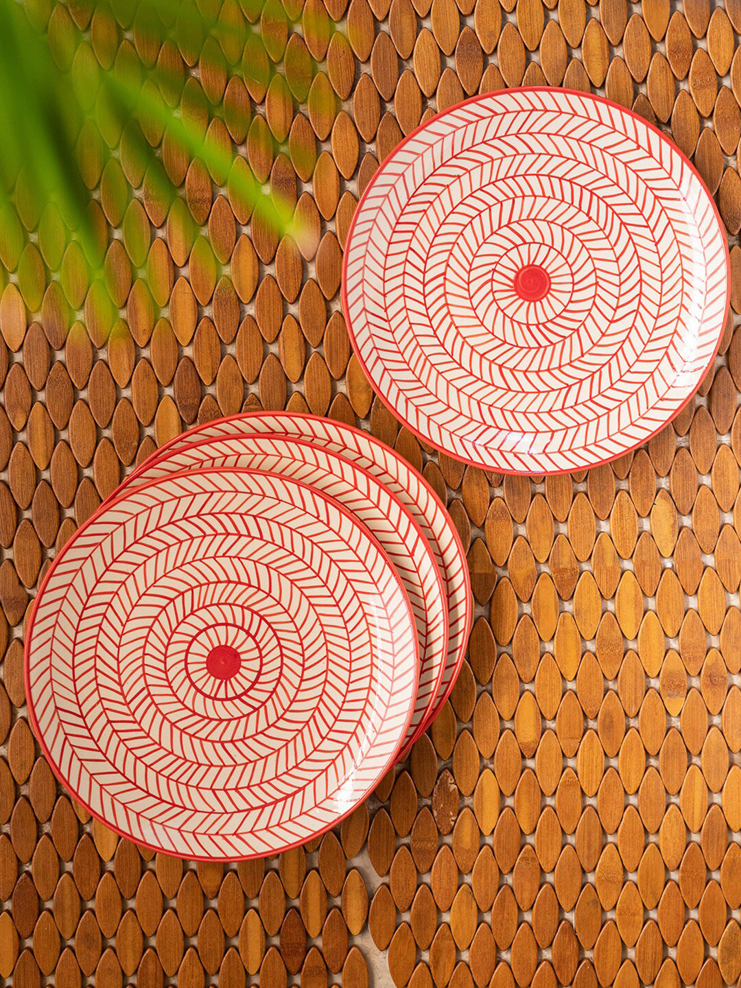 ExclusiveLane Ceramic Dinner Plates Handmade (Set of 4, 10 Inches, Microwave Safe)