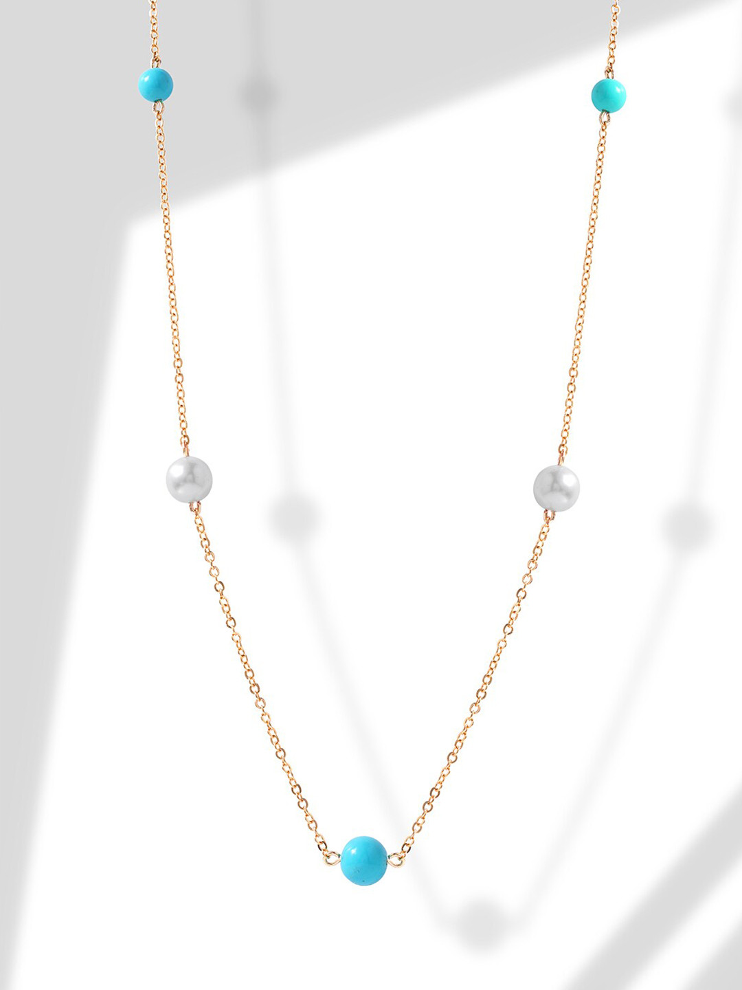 MINUTIAE Rose Gold-Plated & Blue Beaded Brass Necklace