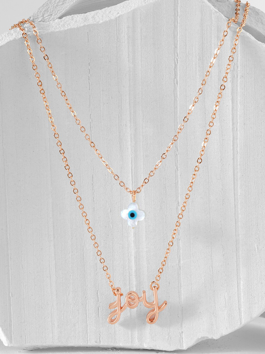 MINUTIAE Blue Brass Rose Gold-Plated Layered Chain