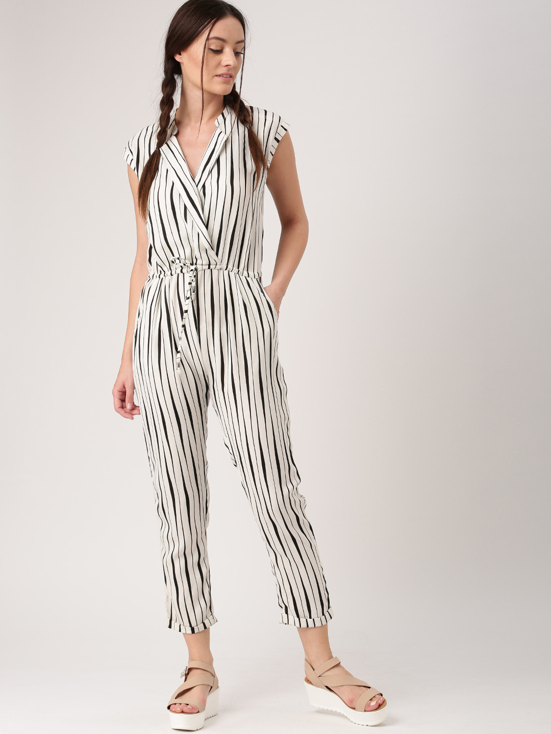 striped jumpsuit myntra