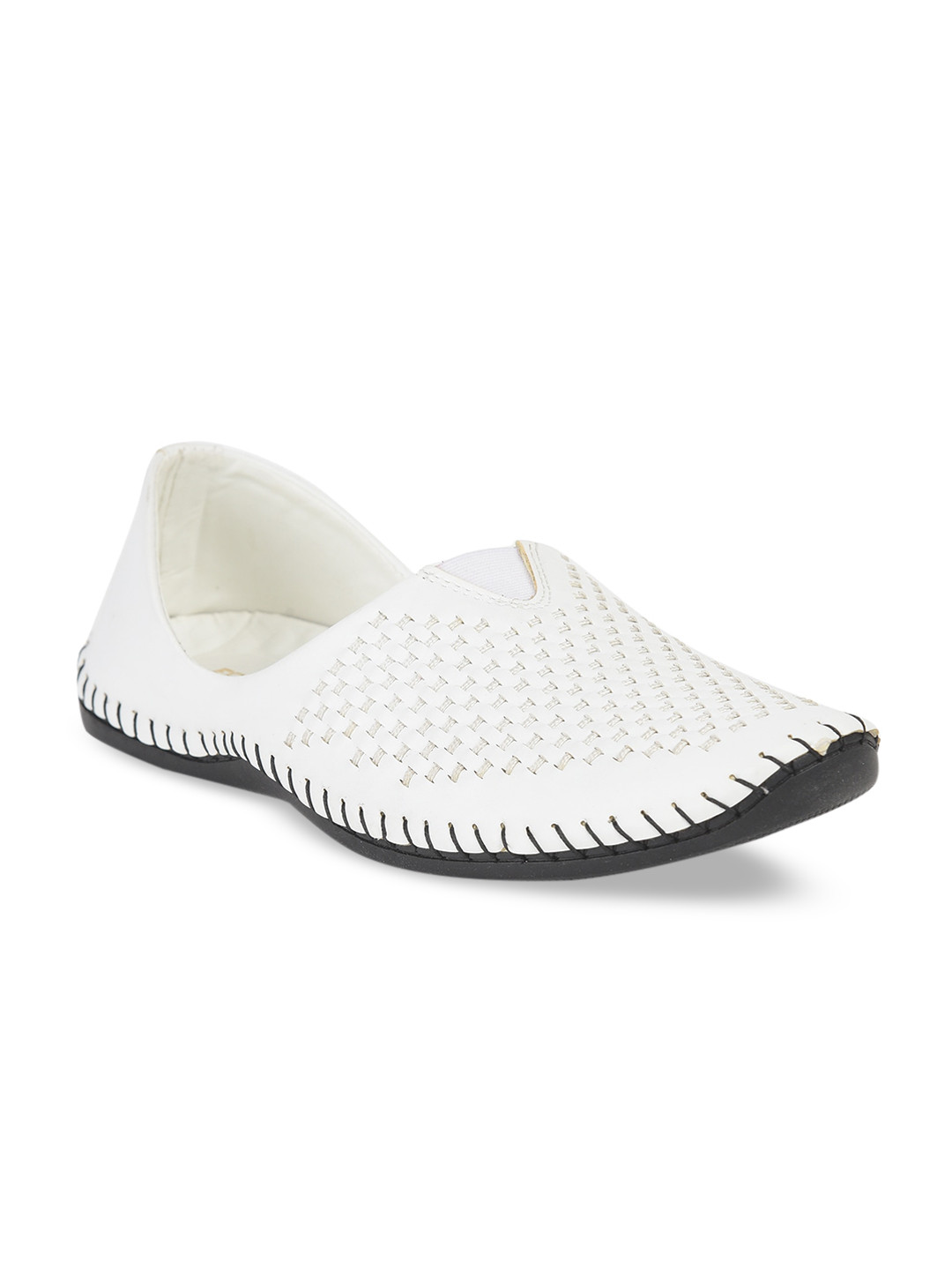 Liberty Men White Woven Design Slip-On Sneakers