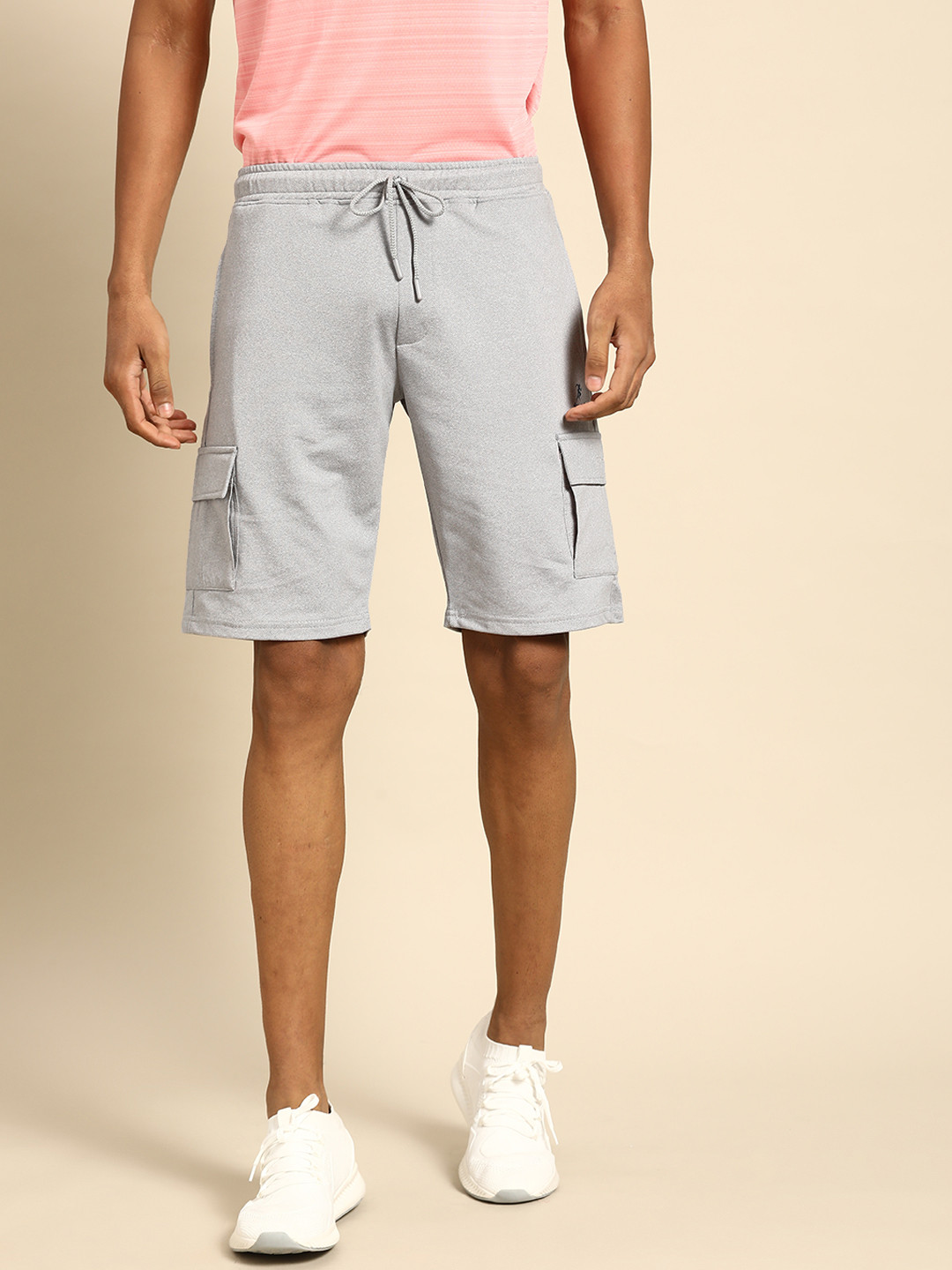 ARMISTO Men Grey Melange Training Sports Shorts With Rapid Dry Technology