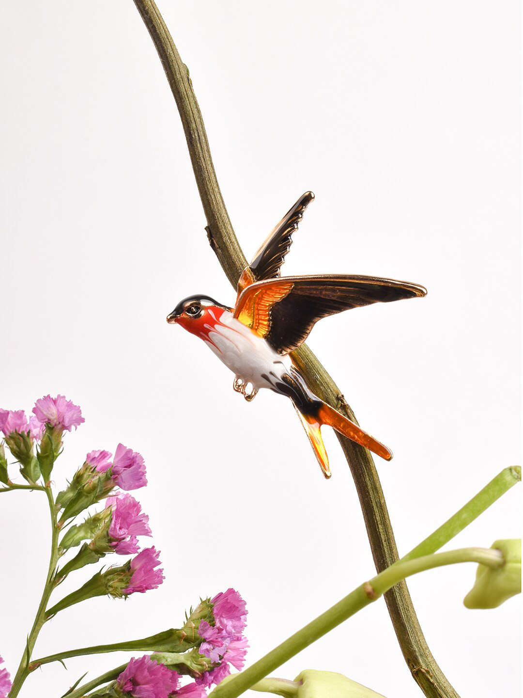 JOKER & WITCH Women Orange & White Bird Brooch