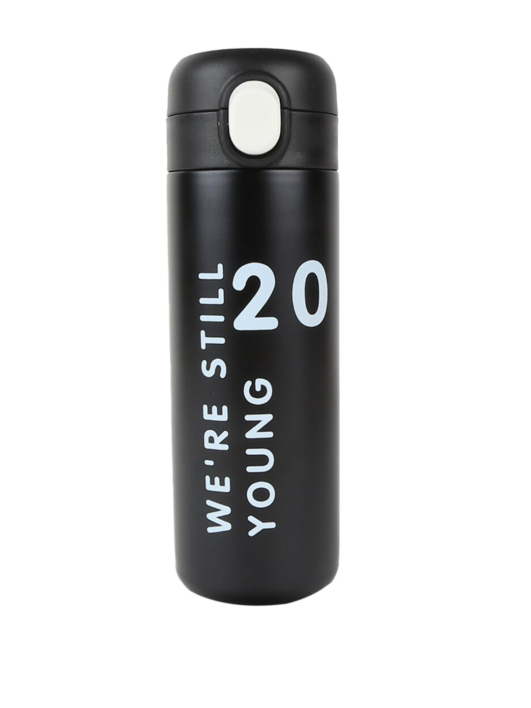 iSWEVEN Black Typography Stainless Steel Double Wall Vacuum Flask - 450ml