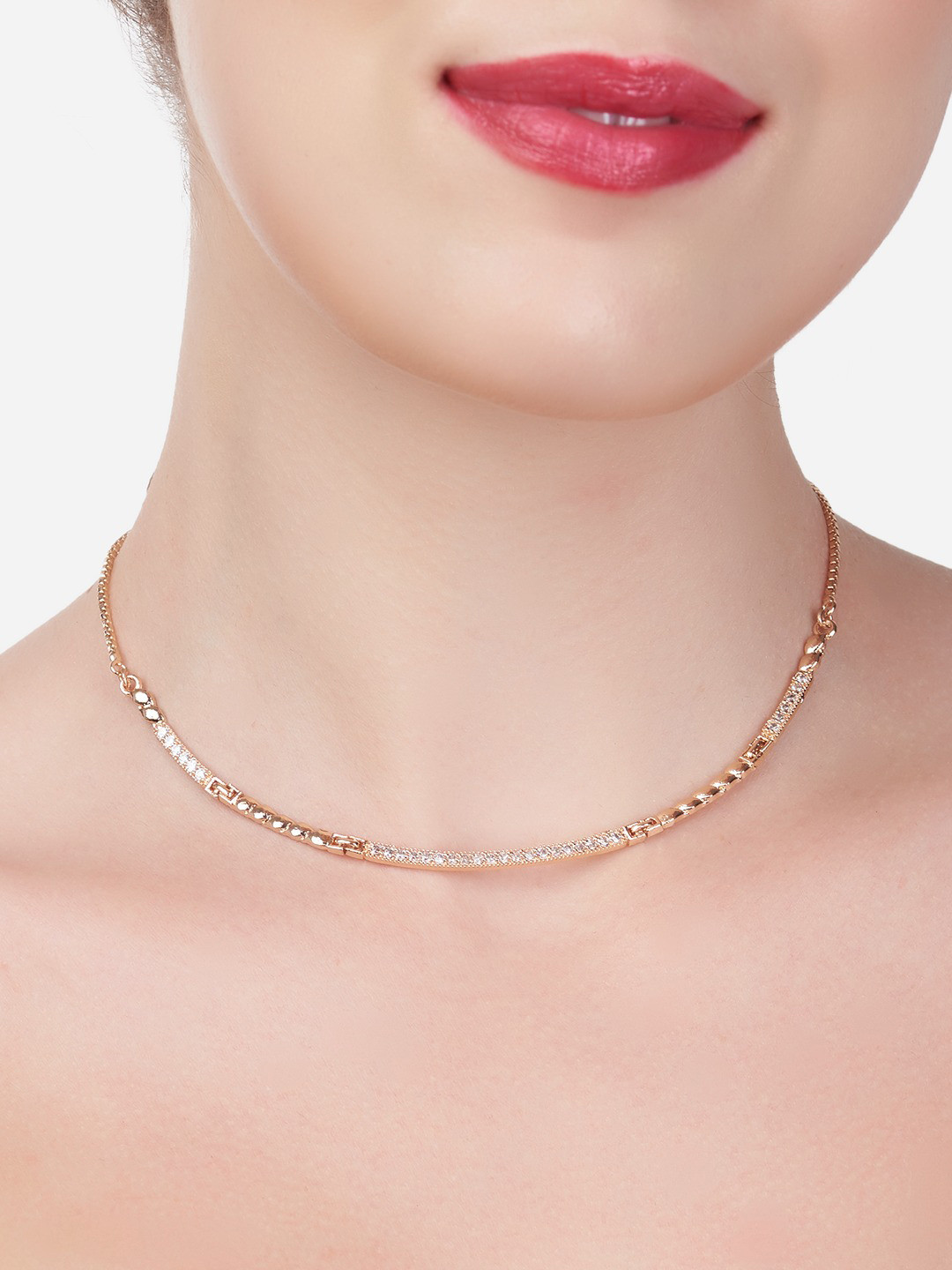 AMI Rose Gold & White Brass Rose Gold-Plated Cubic Zirconia Necklace