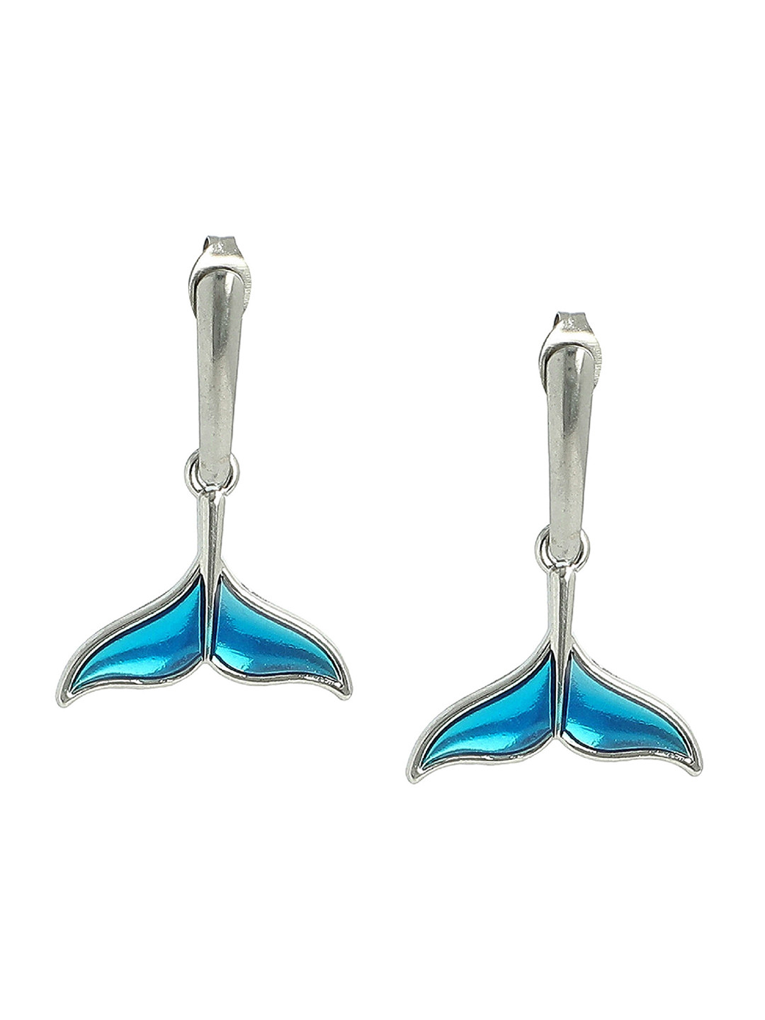 EL REGALO Blue & Silver-Plated Animal Shaped Drop Earrings