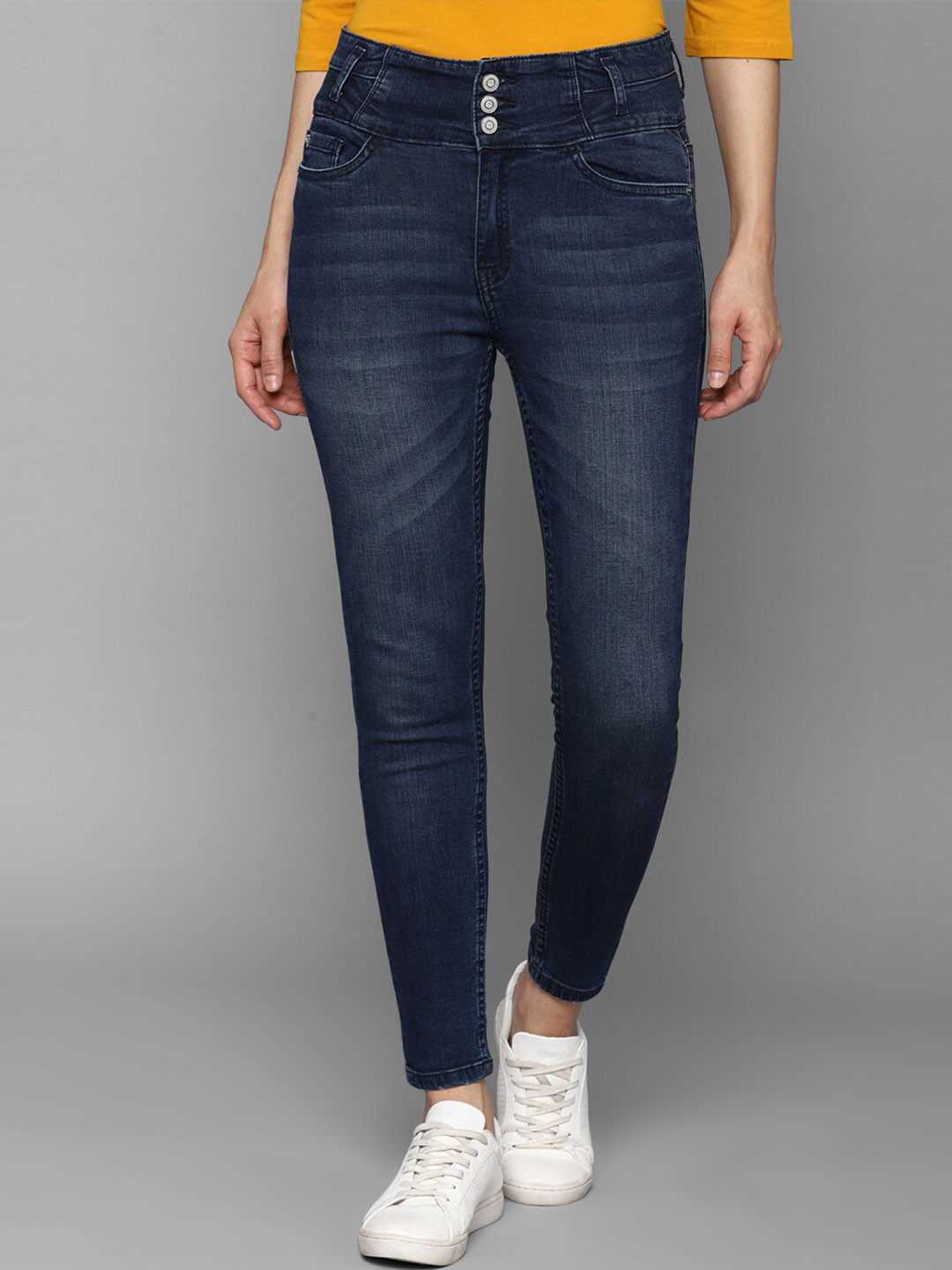 Allen Solly Woman Navy Blue Skinny Fit Light Fade Jeans