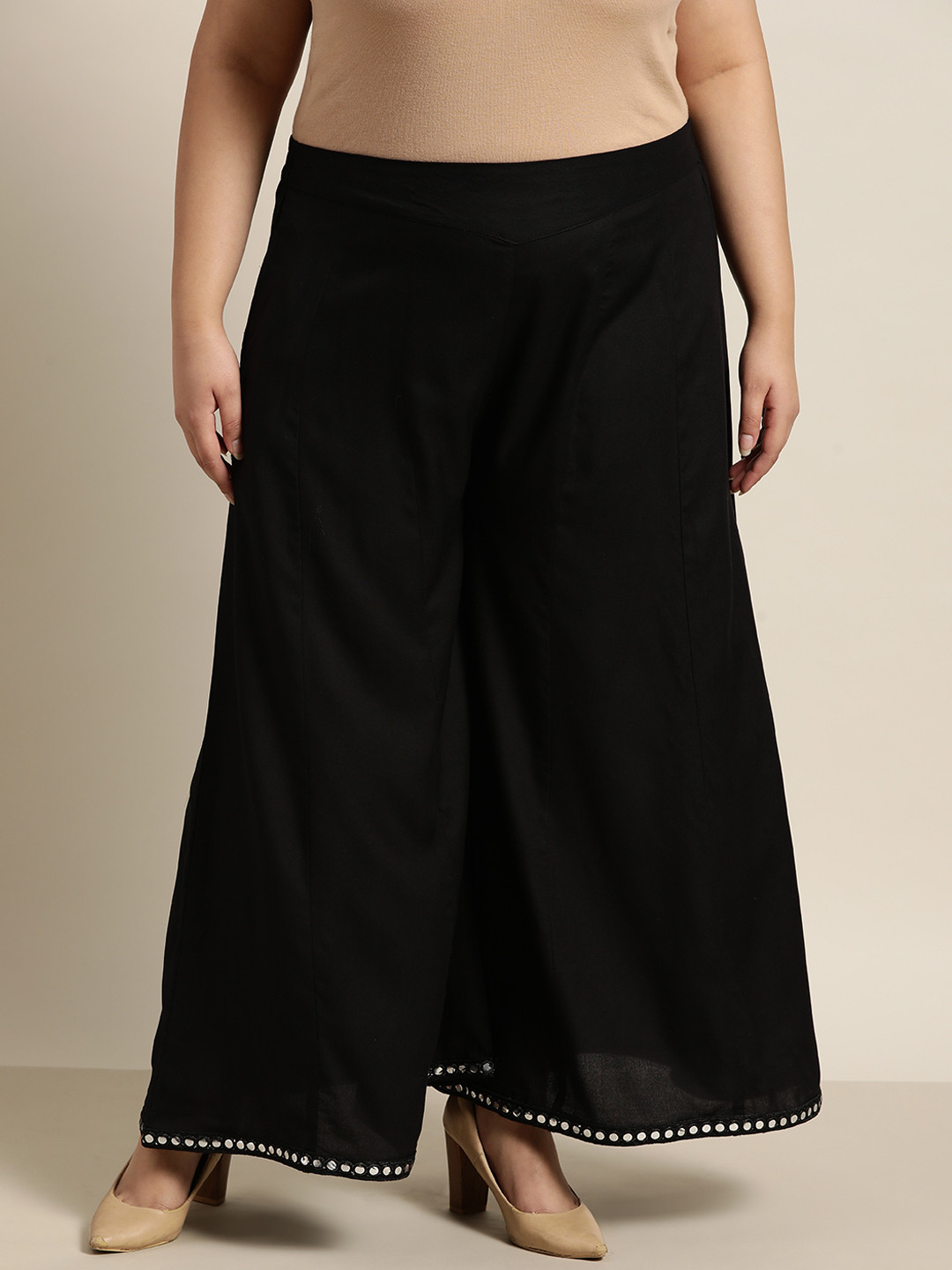 Juniper Black Flared Ethnic Palazzos