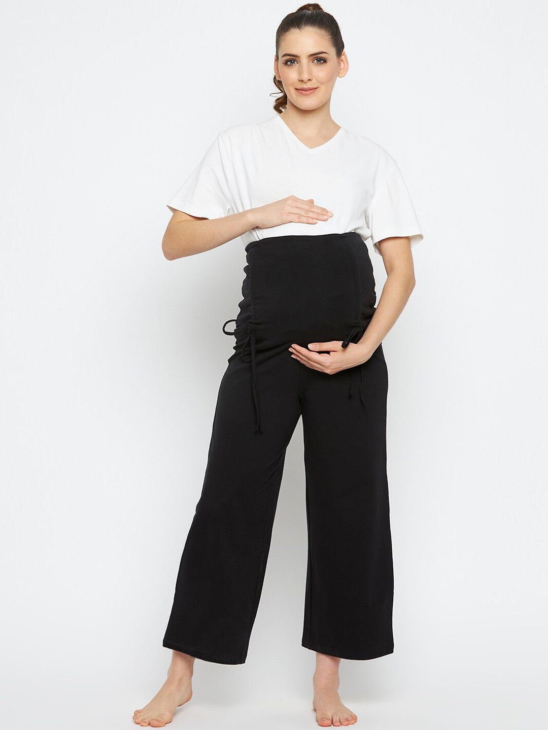 Hypernation Women Black Solid Maternity Lounge Pants