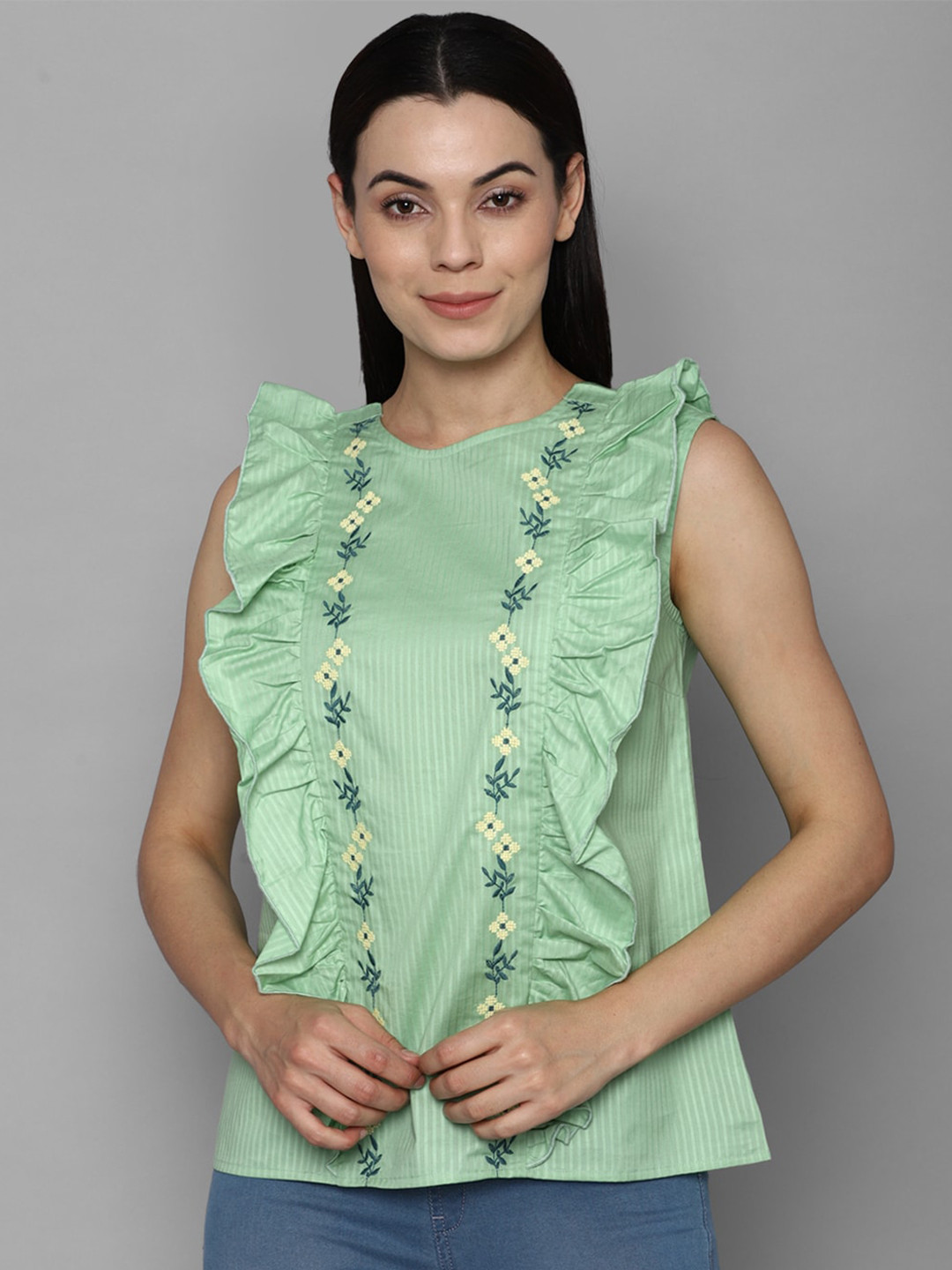 Allen Solly Woman Green Floral Top