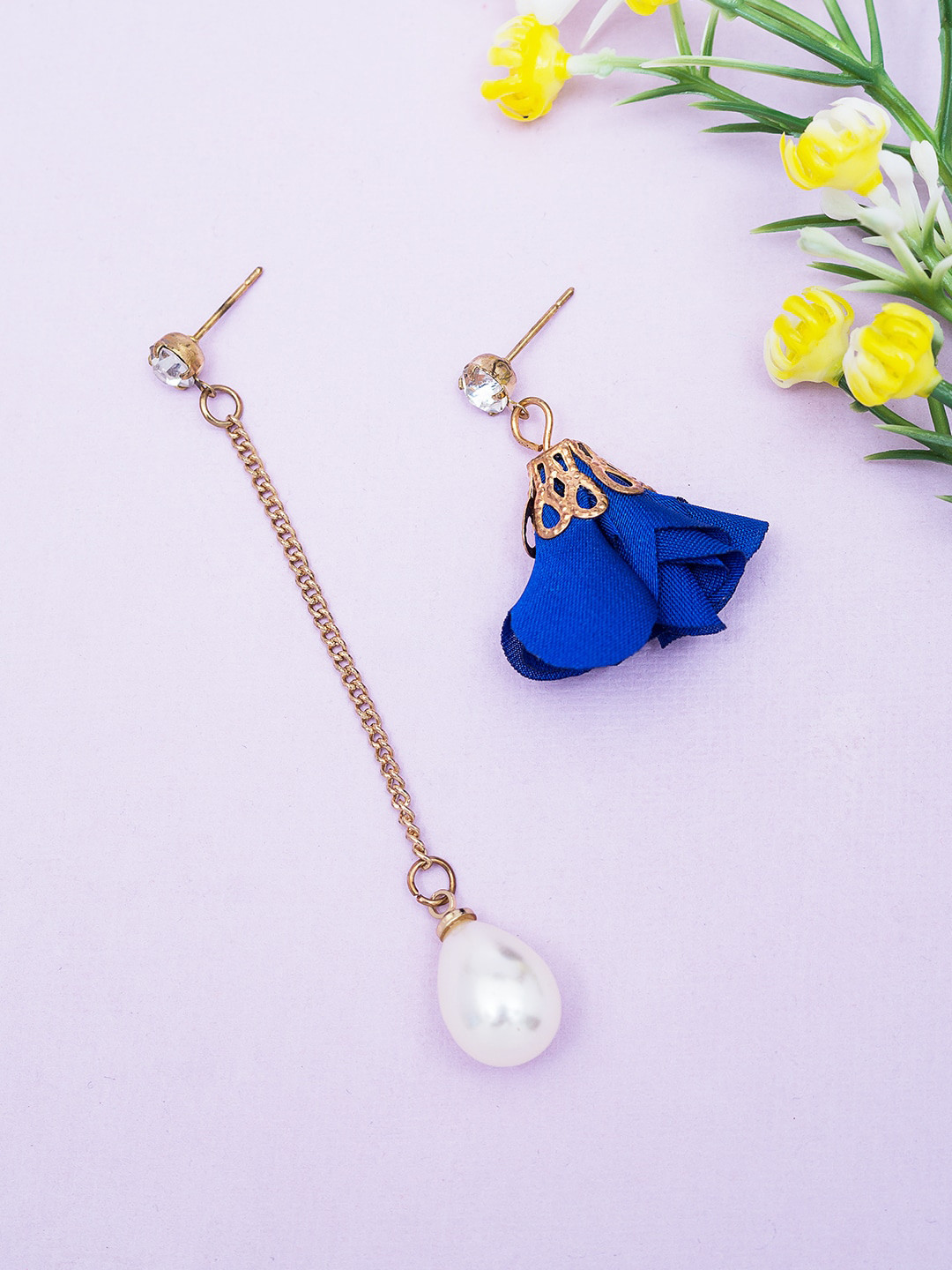 Golden Peacock Blue Classic Drop Earrings