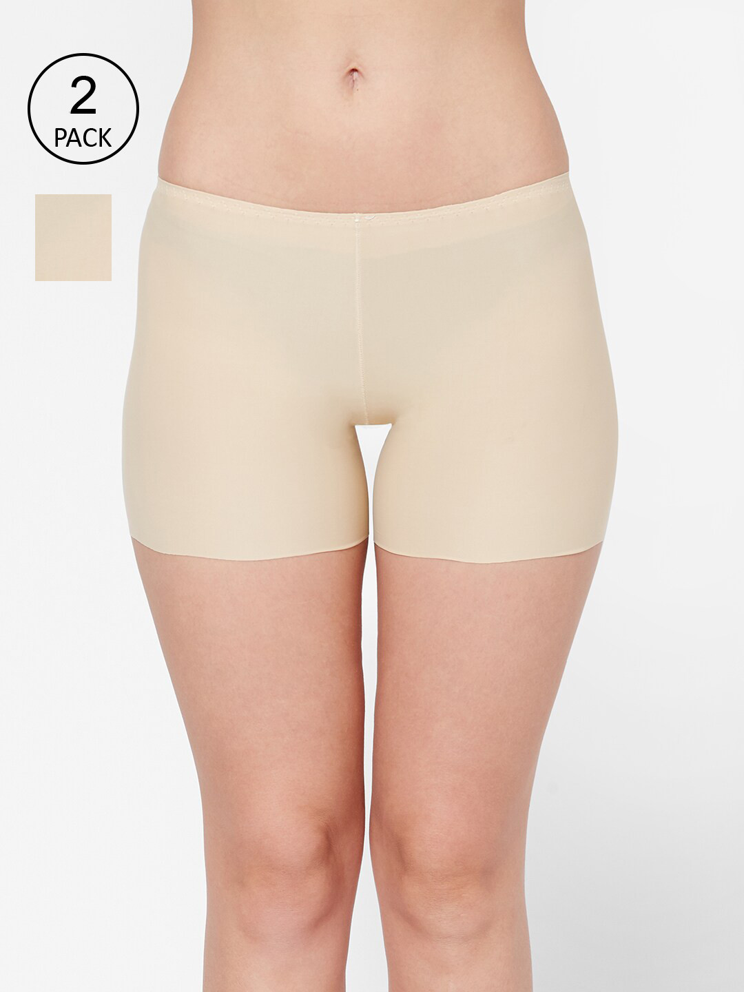FashionRack Women Set of 2 Beige Solid Boyshorts Briefs 8276/346_SS