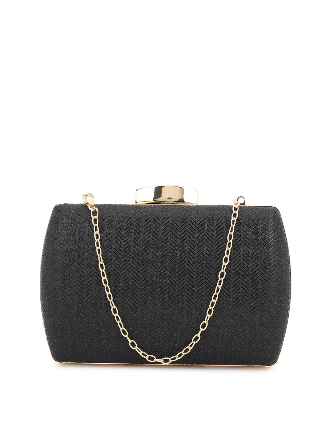 Allen Solly Black Textured PU Structured Shoulder Bag
