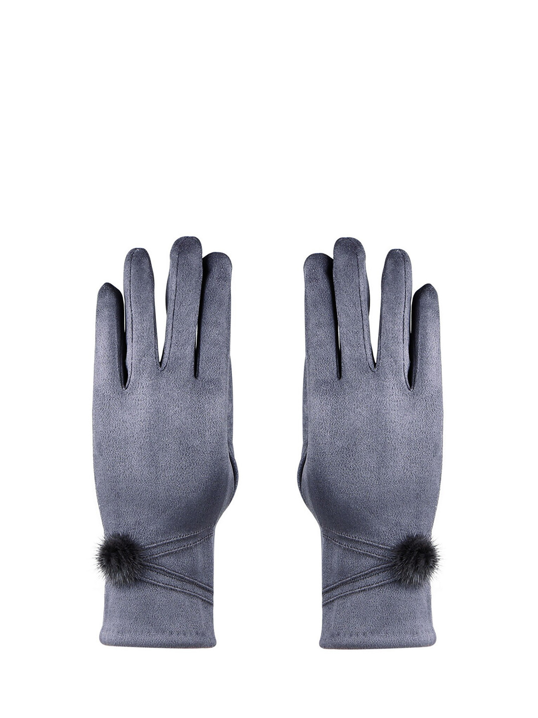 Bonjour Women Grey Solid Winter Gloves