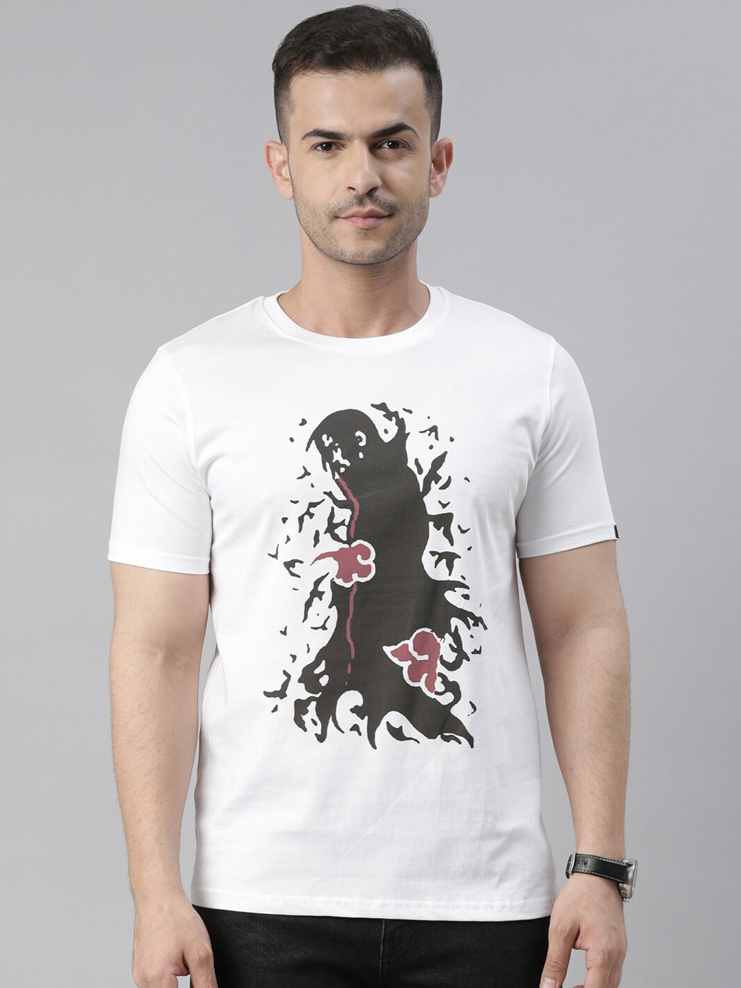 Bushirt Men White Printed 100% Cotton T-shirt