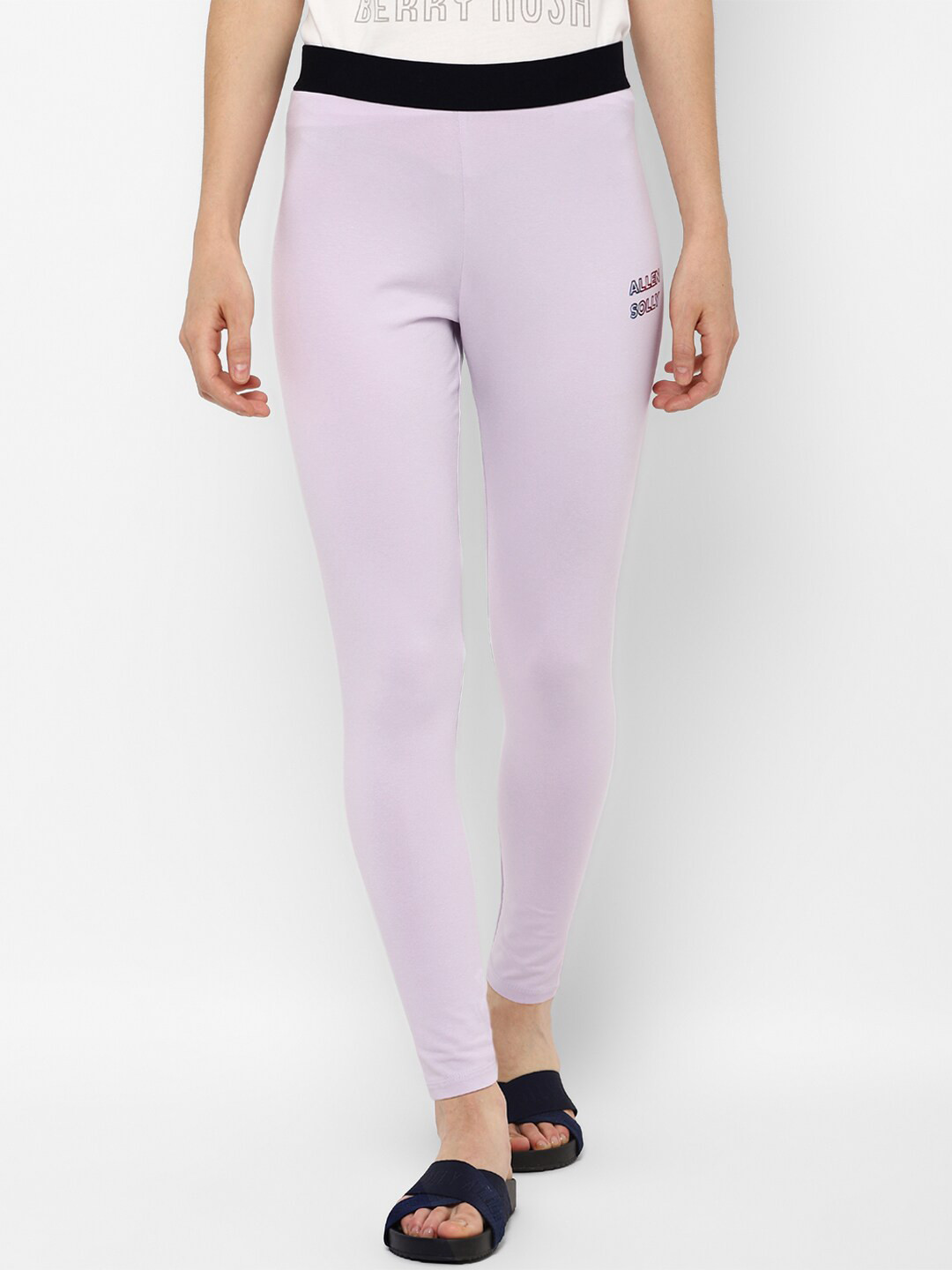 Allen Solly Woman Women Purple Solid Ankle Length Leggings
