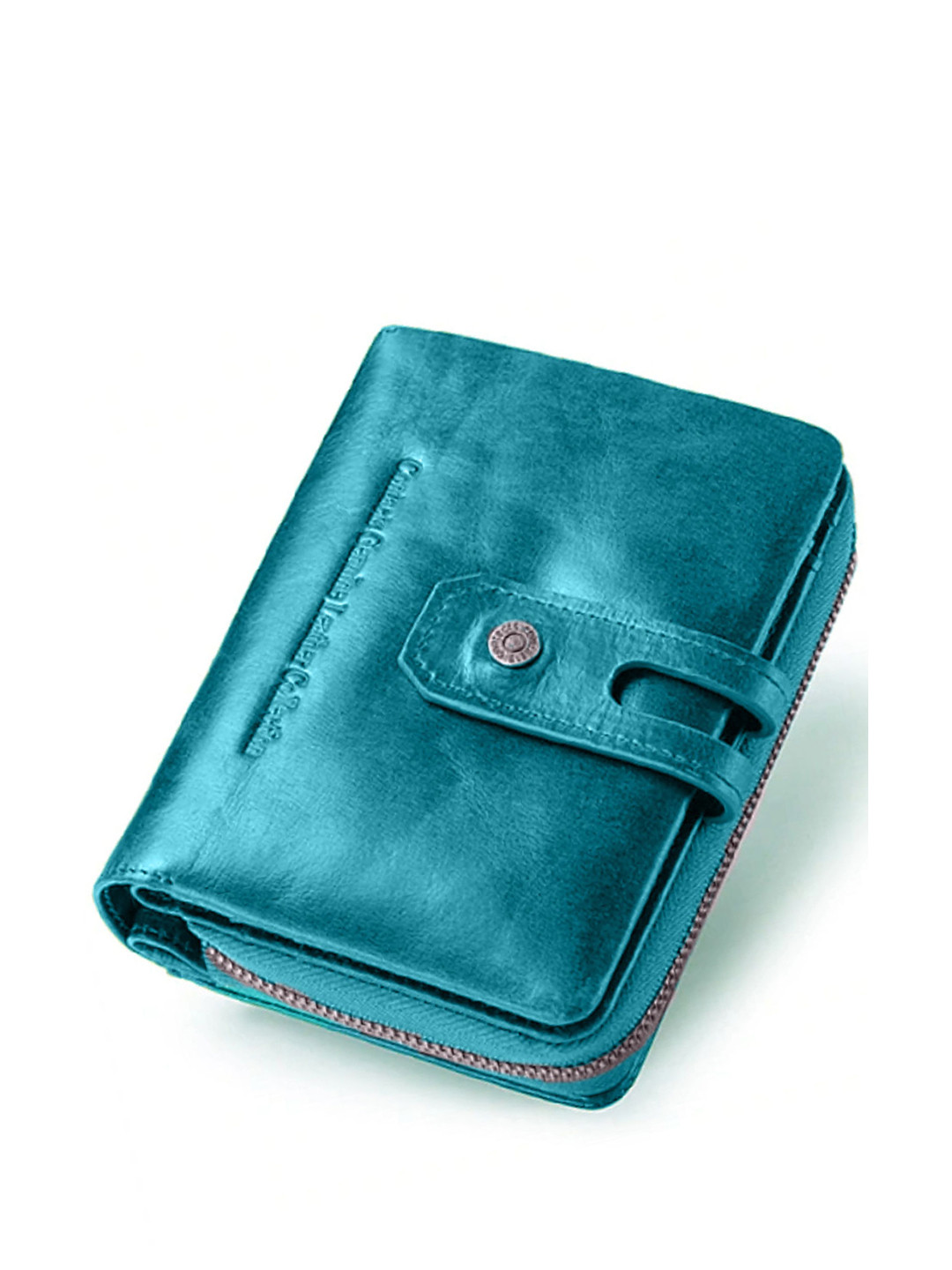 CONTACTS Women Blue Leather Zip Around Wallet