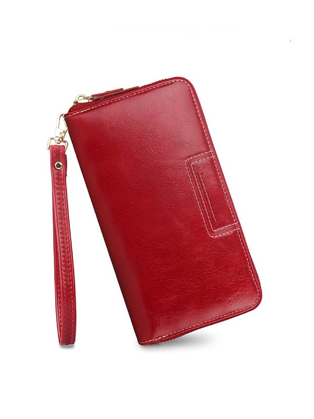 CONTACTS Women Red Leather Zip Around Wallet
