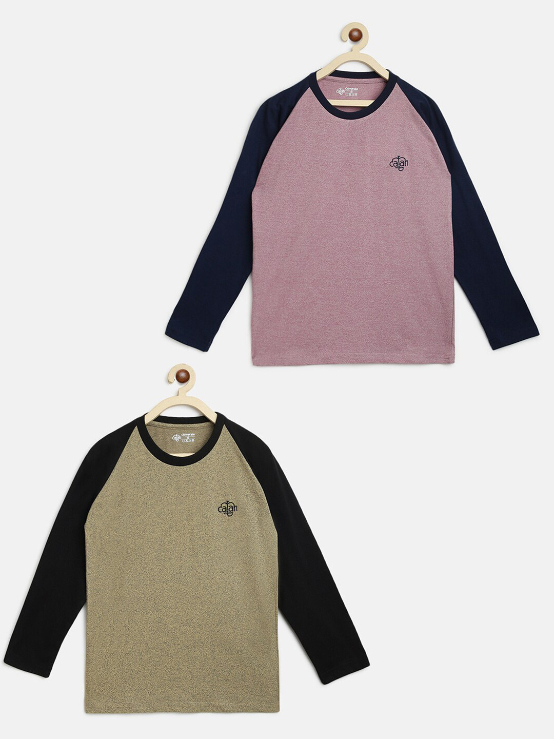 CHIMPRALA Boys Beige (Pack of 2)Colourblocked Moving Air Outdoor T-shirt