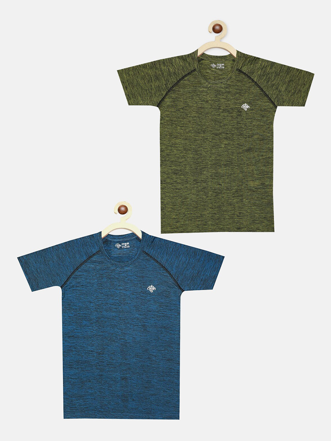 CHIMPRALA Boys Olive Green Typography(Pack of 2) Moisture Wicking Outdoor T-shirt