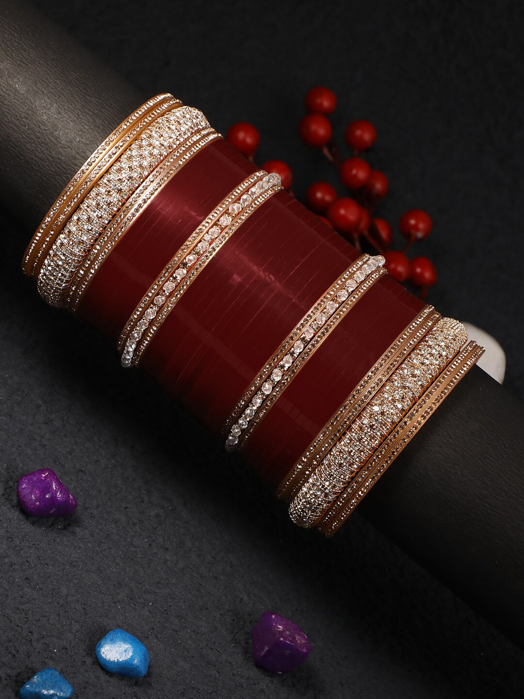 Adwitiya Collection Set of 2 Women Red Bridal Chuda Bangle