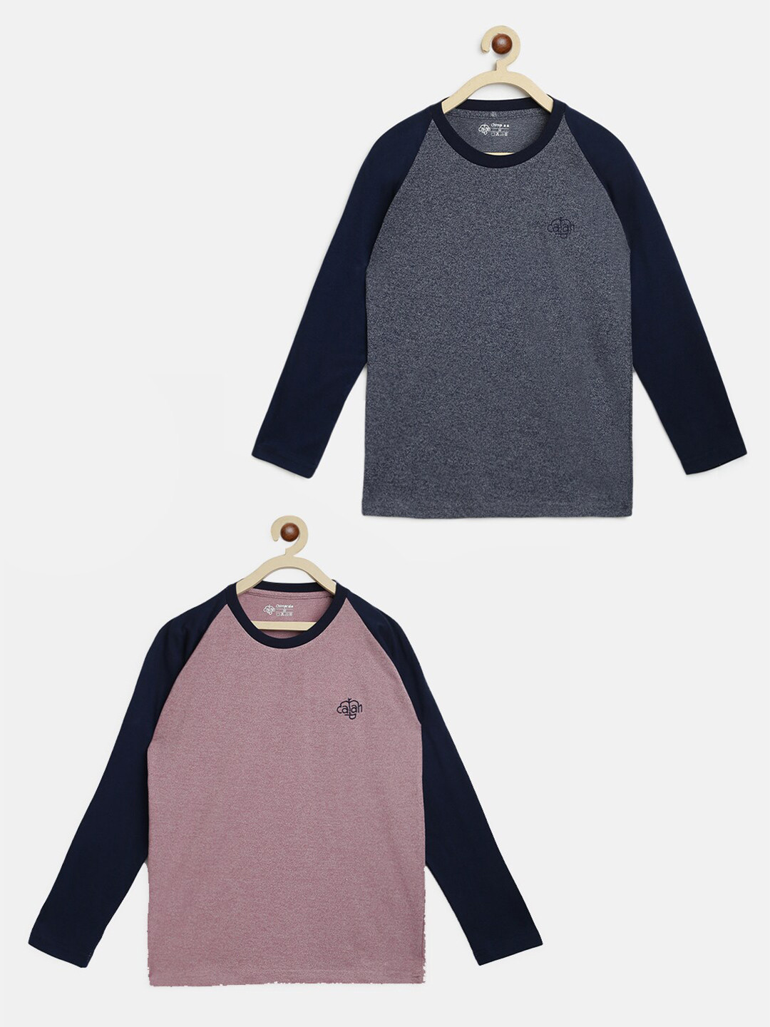 CHIMPRALA Girls Pack of 2 Pink & Purple Colourblocked Moving Air Outdoor Cotton T-shirts