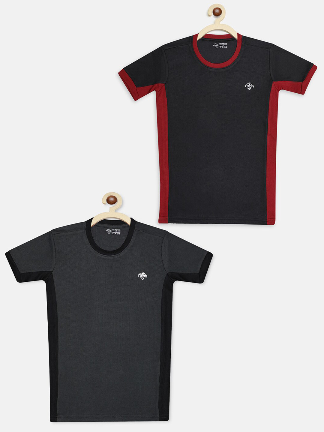 CHIMPRALA Girls Pack Of 2 Black & Grey Outdoor T-shirt