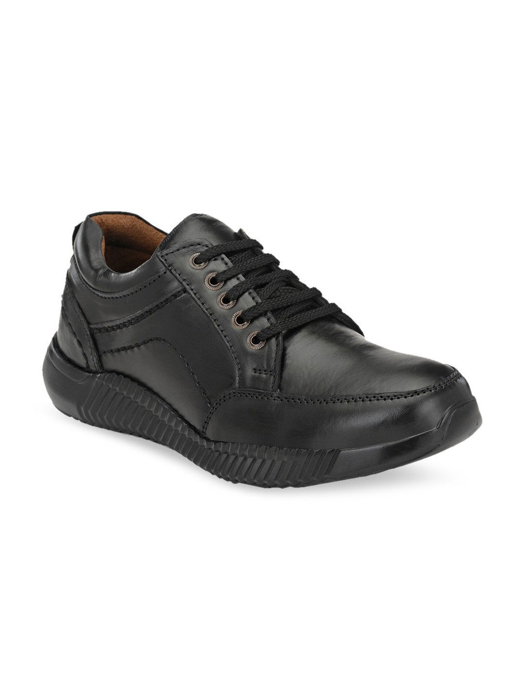 Eego Italy Men Black Solid Leather Light Weight Shoes