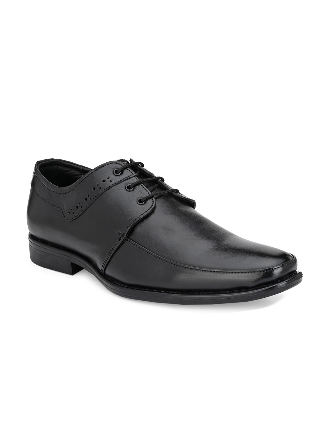 Eego Italy Men Black Solid Formal Leather Derbys