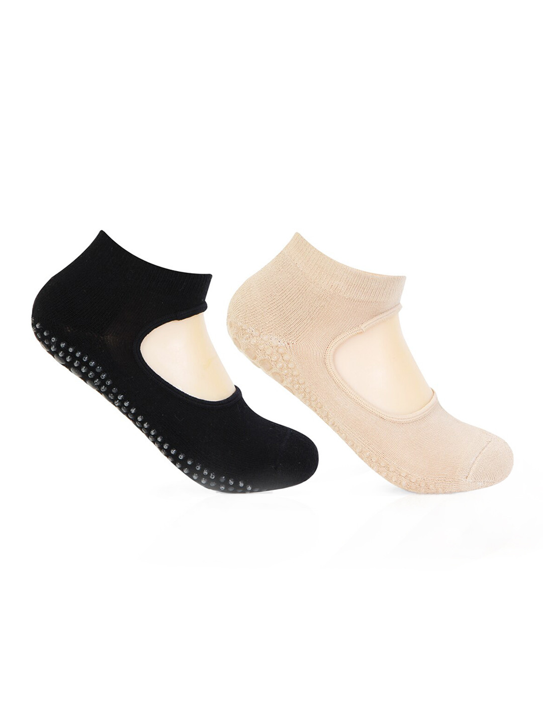Bonjour Women Pack Of 2 Assorted Anti-Skid Ankle-Length Socks