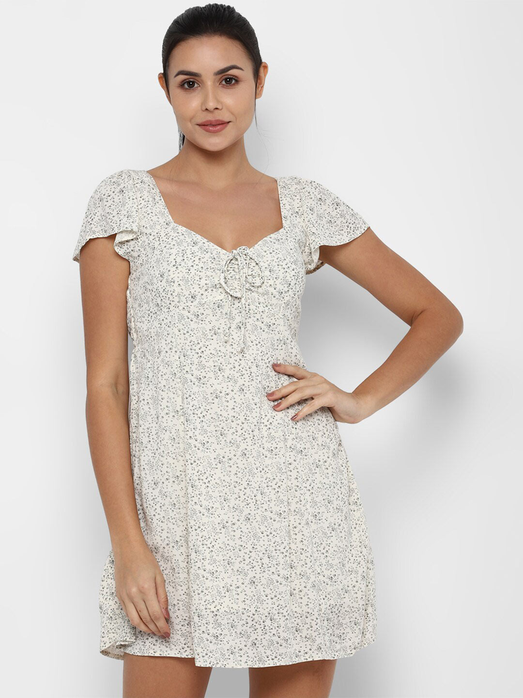 AMERICAN EAGLE OUTFITTERS Green Floral Printed A-Line Dress