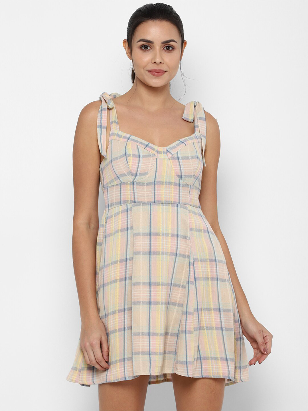 AMERICAN EAGLE OUTFITTERS Women Multicoloured Checked A-Line Dress