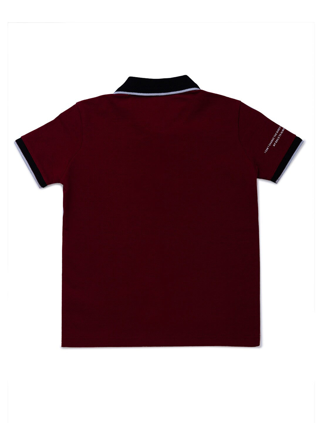 Status Quo Boys Maroon & Black Typography Printed Polo Collar T-shirt