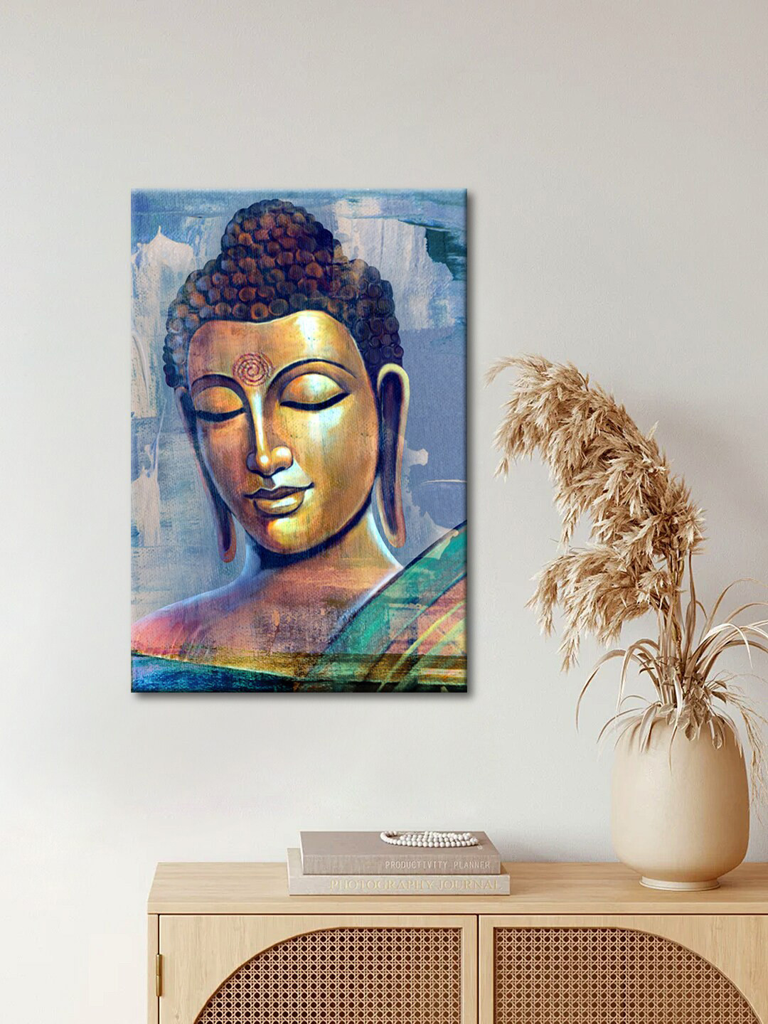 999Store Blue & Gold-Toned Lord Buddha Printed Framed Wall Art