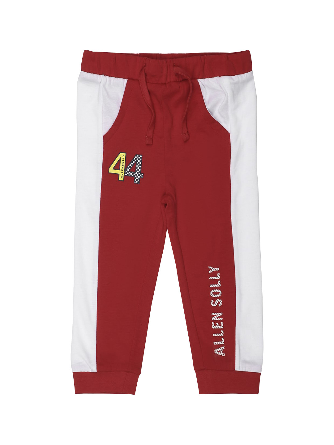 Allen Solly Junior Boys Maroon & White Colorblocked Joggers