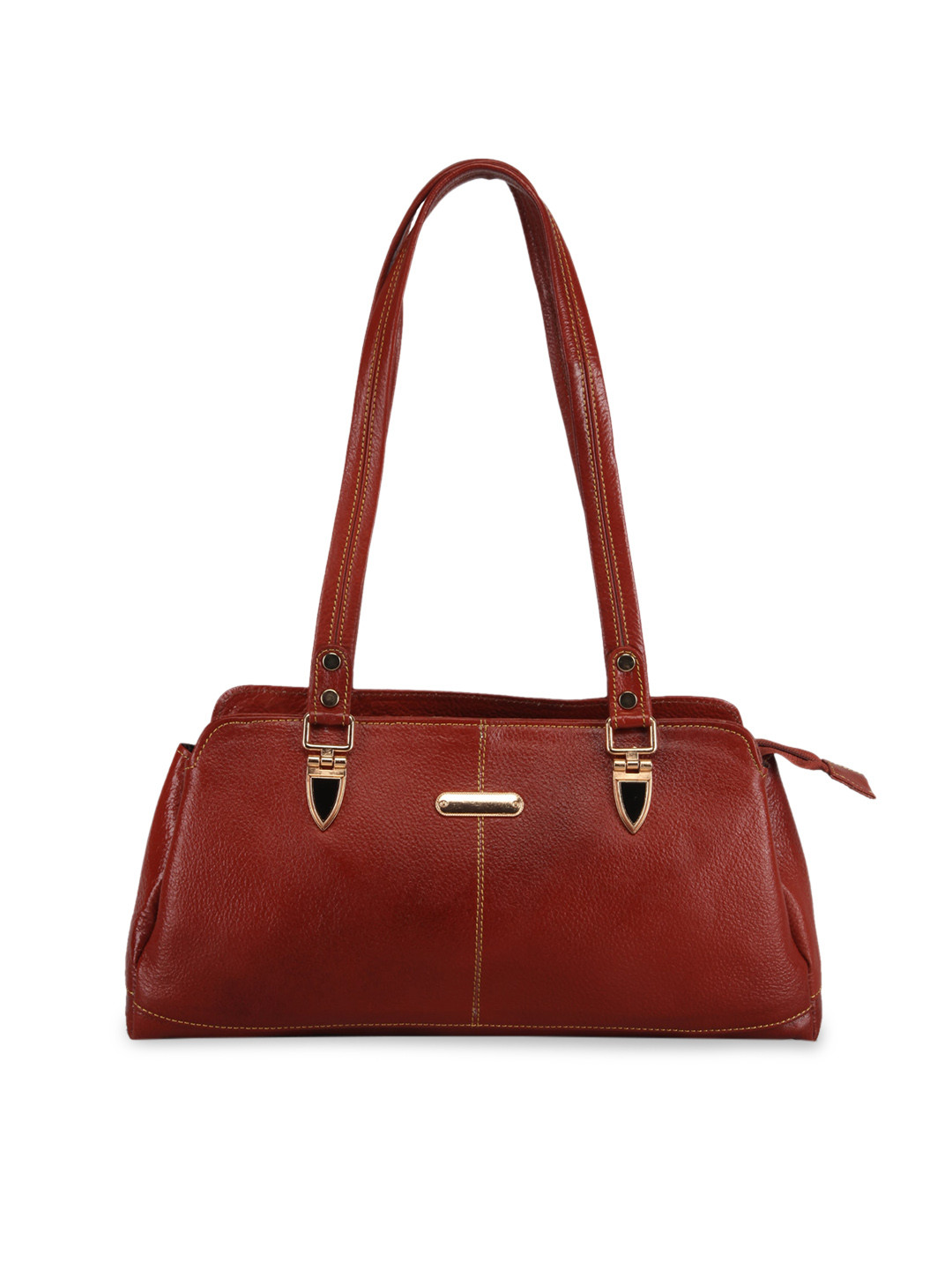 GENWAYNE Tan Leather Structured Shoulder Bag