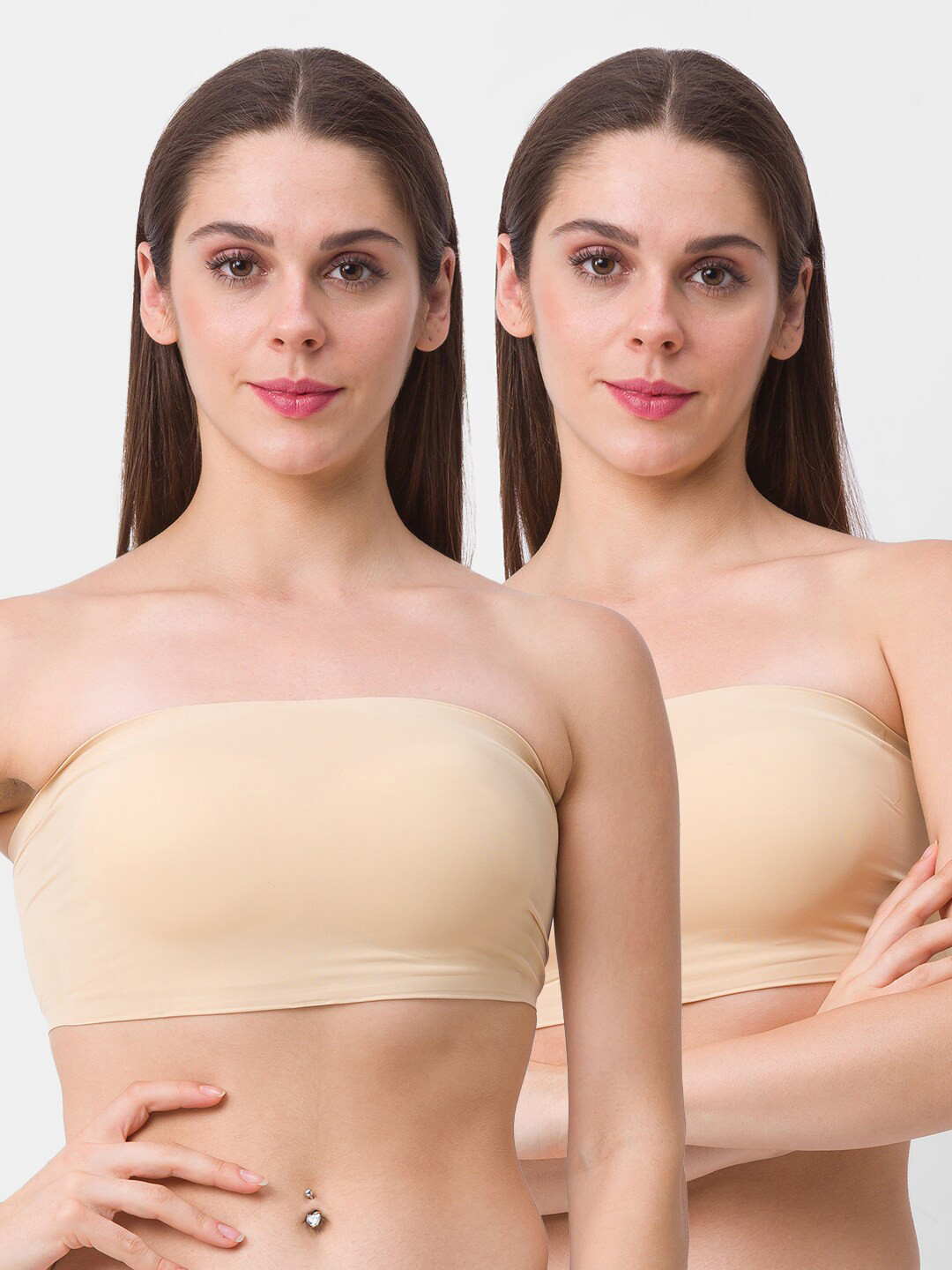 FashionRack Pack of 2 Beige Bandeau Bra - Lightly Padded