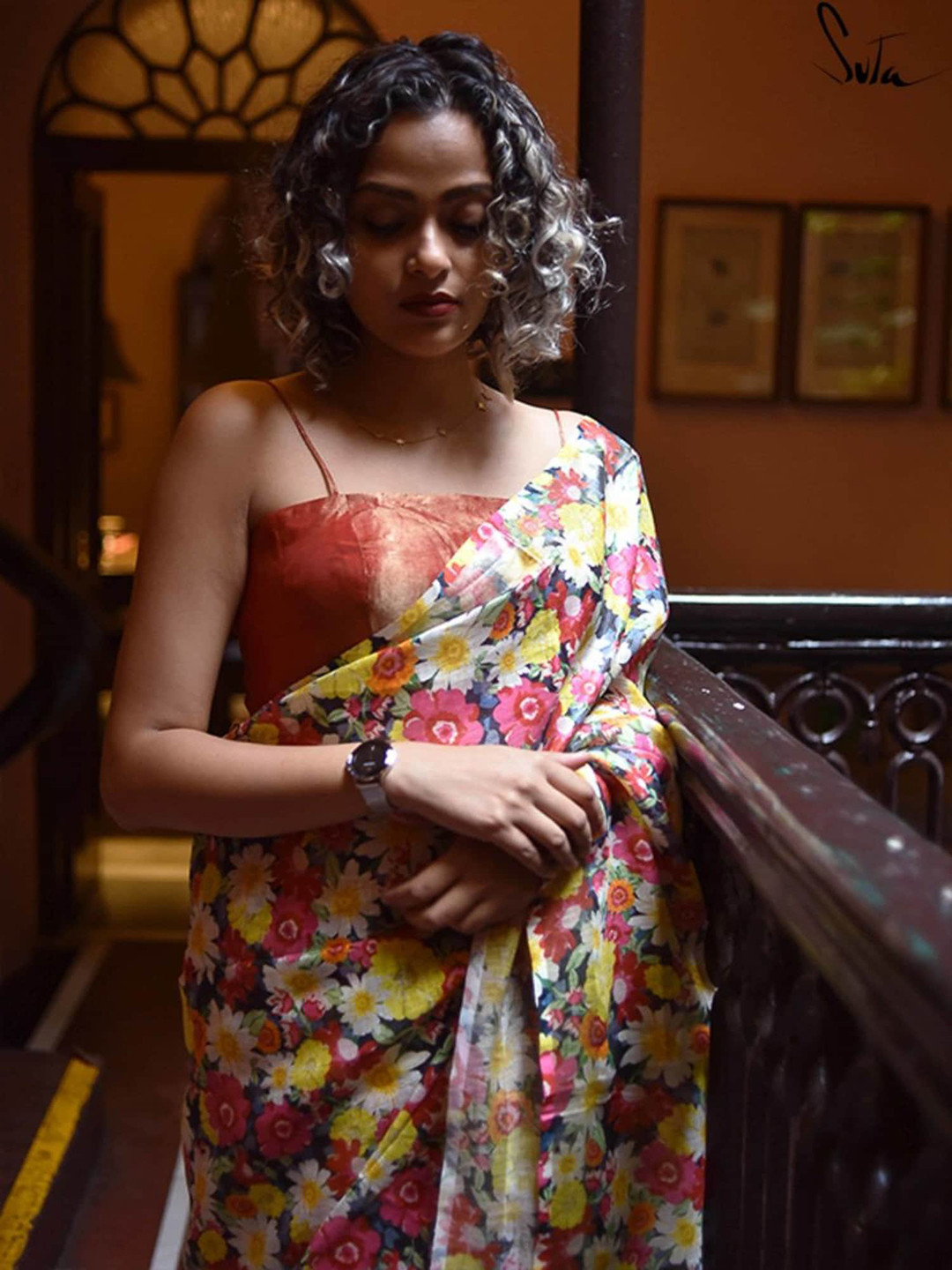 Suta Women Red Solid Tissue Silk Saree Blouse