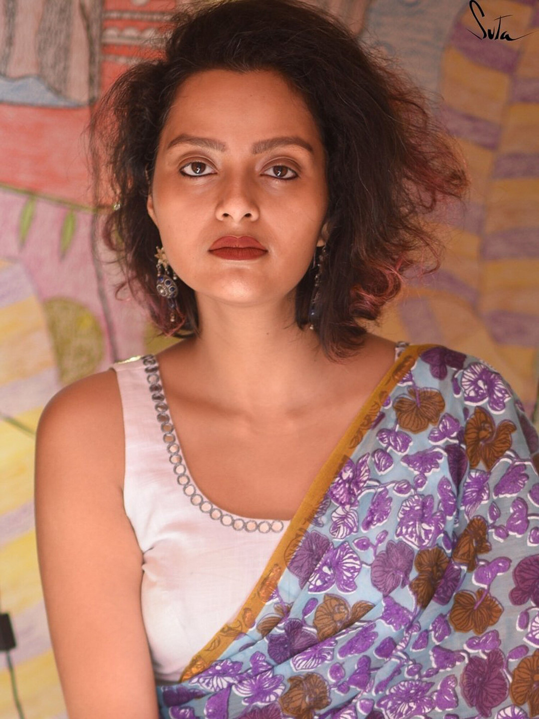 Suta Women White Embroidered Cotton Saree Blouse