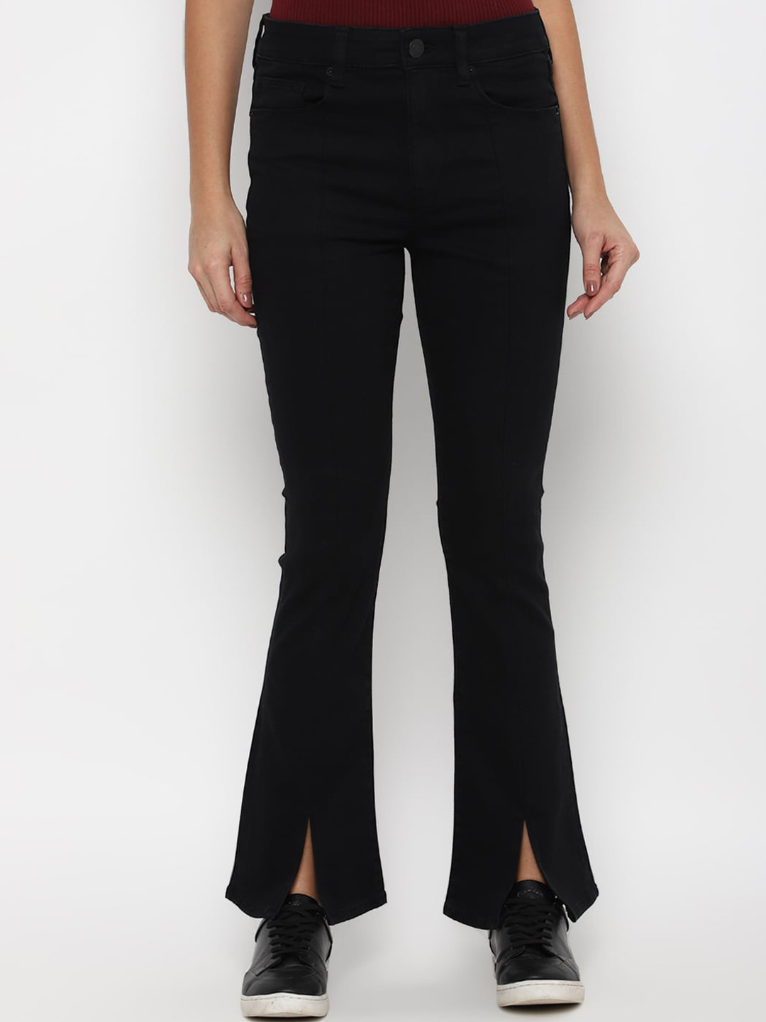 AMERICAN EAGLE OUTFITTERS Women Black Skinny Fit High-Rise Crop Jeans
